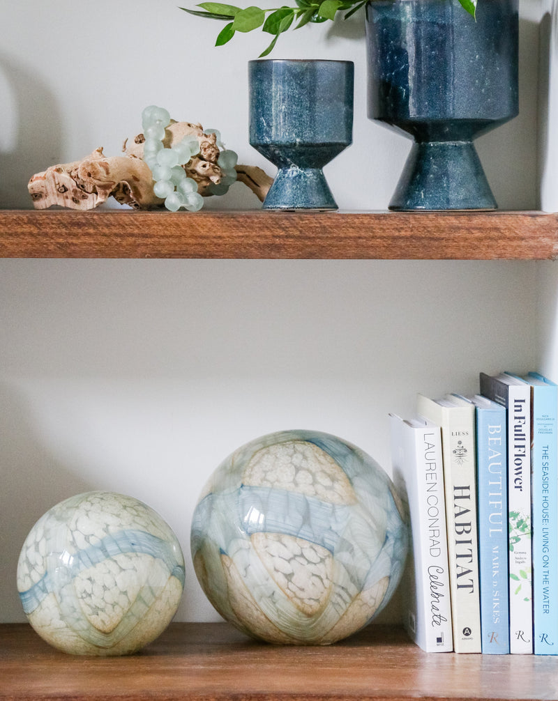 Cosmos Glass Spheres, Pale Blue (Set of 2)