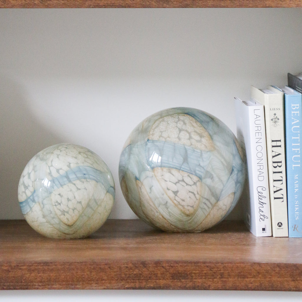 Cosmos Glass Spheres, Pale Blue (Set of 2)