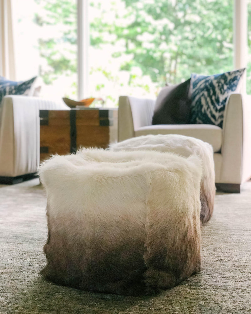 Goat Fur Pouf Cappucino Ombre